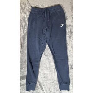 Gymshark Pants Mens Medium Blue Fleece Joggers Elastic Waist Pockets Athletic